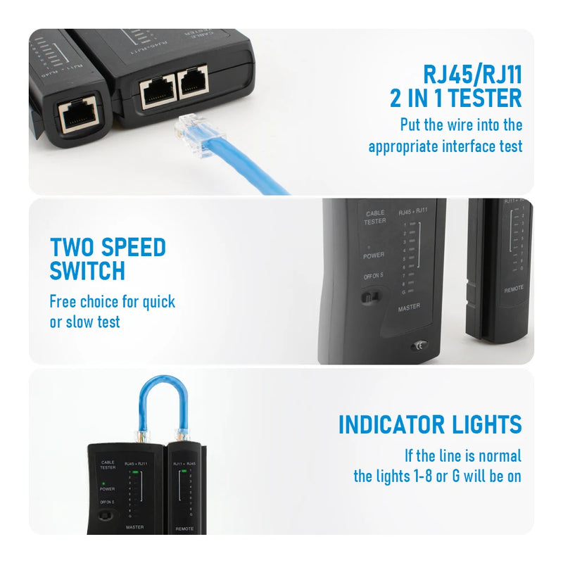 Network Cable Tester LAN Cable And RJ11 Telephone Cable