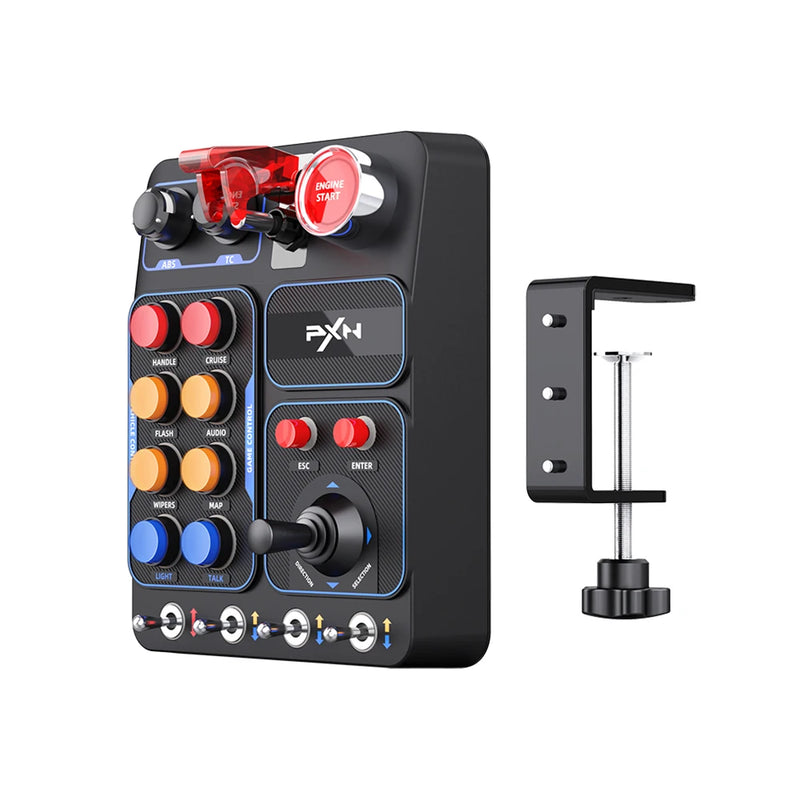 Original PXN CB1 Racing Game Central Control Box with Fixture, Equipped with 30 Programmable Buttons, PC Racing Game Controller