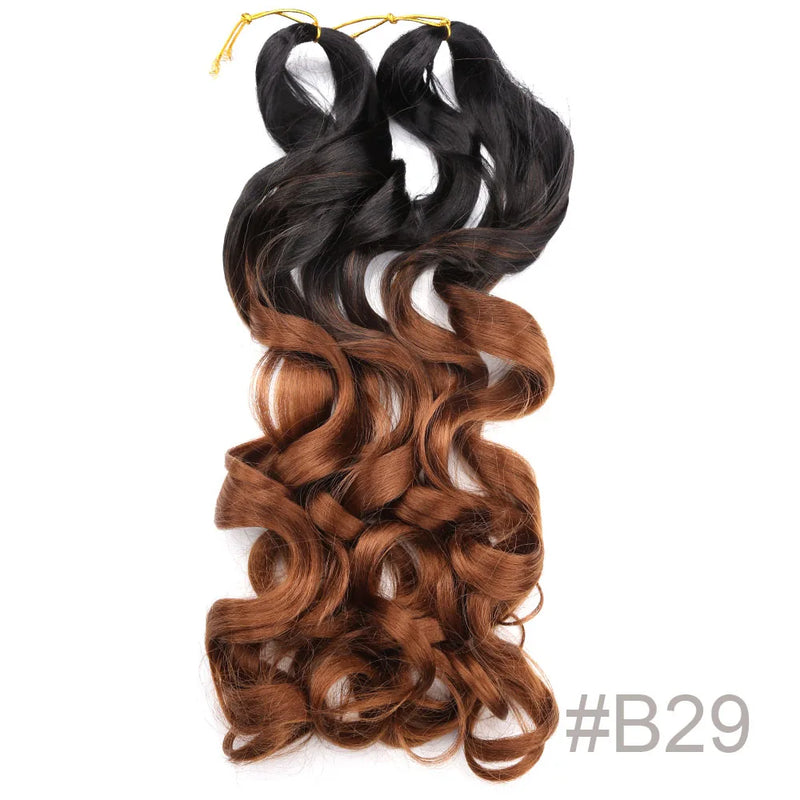 French Curly Crochet Braiding Hair Synthetic Loose Wave Ombre Braids Hair for Women  Spiral Curls Pre Stretched Hair Extensions