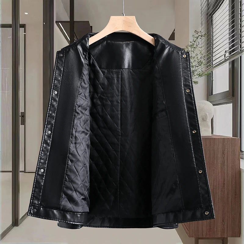 This Autumn's Best-Selling High-Quality Stand-Up Collar Jacket Is a Trendy, Fashionable, Cool and Versatile Casual Leather Jacke