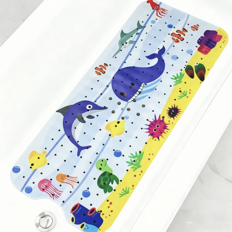 1pc Baby Bath Mat for Tub Non Slip Kids Bath Mat - 40x10cm Extra Long Cartoon Bathtub Mat Toddler Bath Mats with Suction Cups