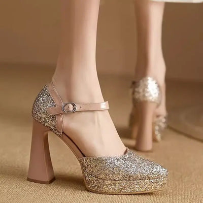 Aphixta Elegant Woman High Heel Pumps Seuined Cloth Upper | SAMAG