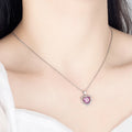925 Sterling Silver Stylish Fine Heart Zircon Pendant Necklace, Birthday Party Anniversary Gift, Ladies - Visuel 3 | SAMAG