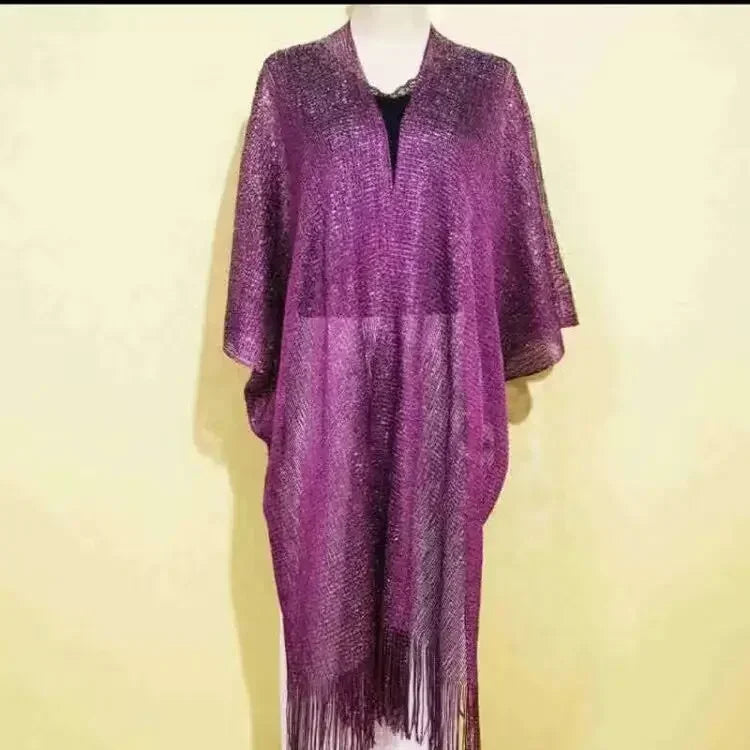 Sexy Cover Up Fringe Women Tassel Mesh Sheer Shiny Knitted Tunic Beach Cover-ups Beach Dress Beach Wear Beachwear Female