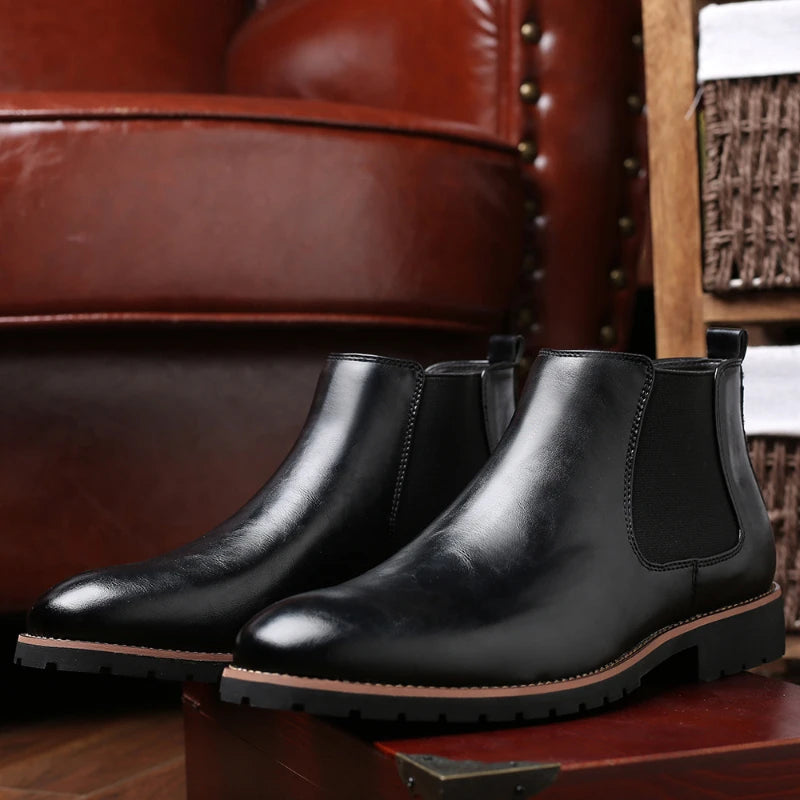 Brown Burnished Genuine Leather Lace Up Chunky Sole Formal Business Office Groom Wedding Daily Wear Shoes Fashion Comfortable