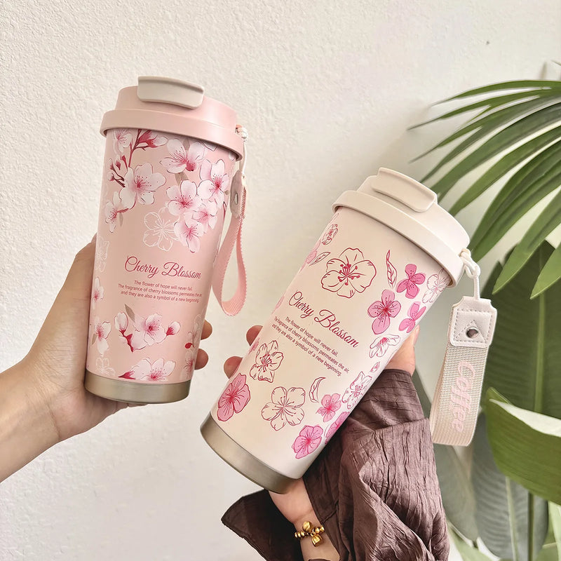 500ML Thermo Cafe Coffee Mug Car Thermos Mug LeakProof Travel Thermo Cup for Tea Coffee Stainless Steel Water Bottles for girls