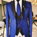 Men's Solid Slim Fit 3-Piece Business Suit Set with Blazer Vest And Pants for Wedding Party Luxury Fashion Tuxedo