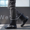 Outdoor work British style anti slip warm autumn and winter waterproof drawstring tied men's rain boots