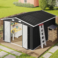 10x12 FT Metal Outdoor Storage Shed, Double Hinged Large | SAMAG
