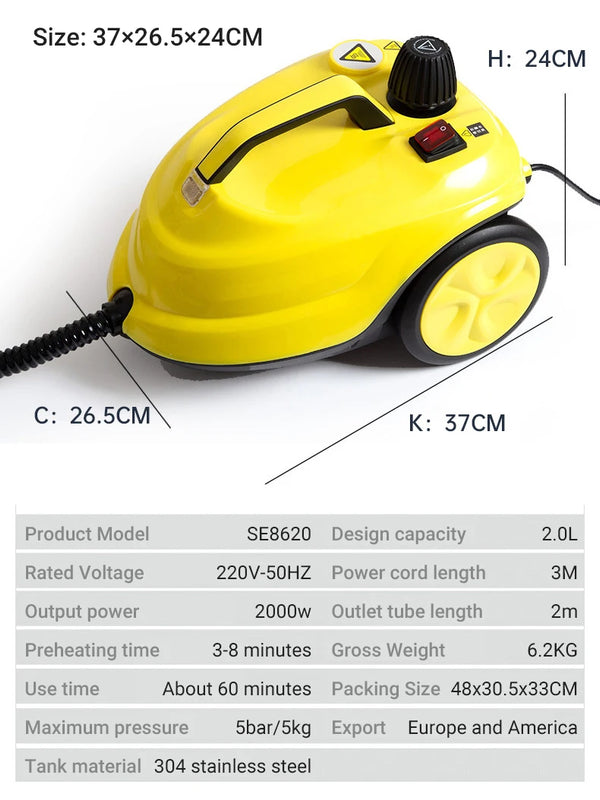 DIVEDEER Handheld Steam Cleaner Automotive Sterilization Disinfection High Temperature Wiper Washer for Floor Kitchen Cars