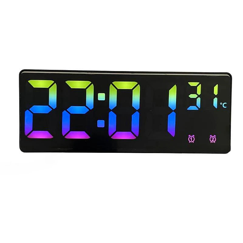 Voice Control Alarm Clock Digital Temperature Date 2 Alarm USB Powered Always On Snooze Table Clock Night Mode 12/24H LED Clock