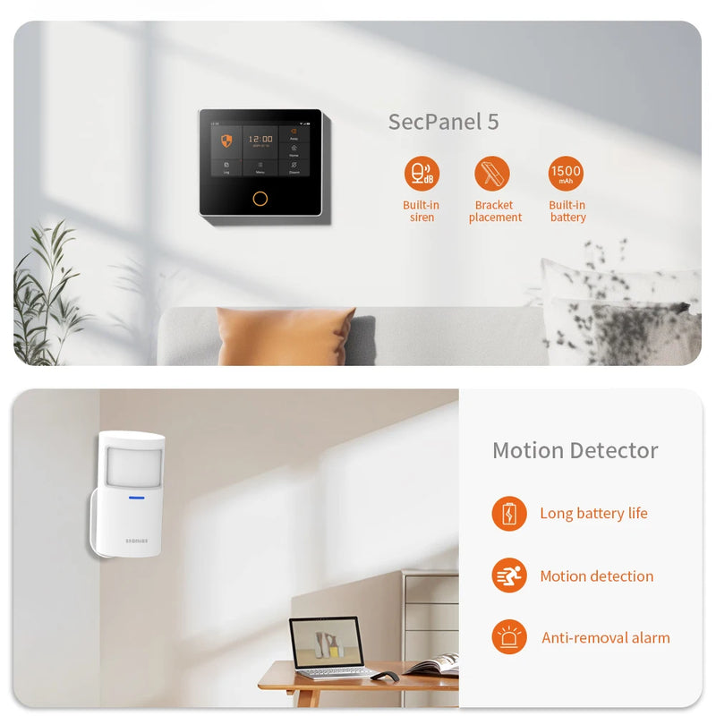 Staniot H502 Alarm System for Tuya Smart Home Burglar Security WiFi Wireless Kit Built-in Siren Works with Alexa APP Control