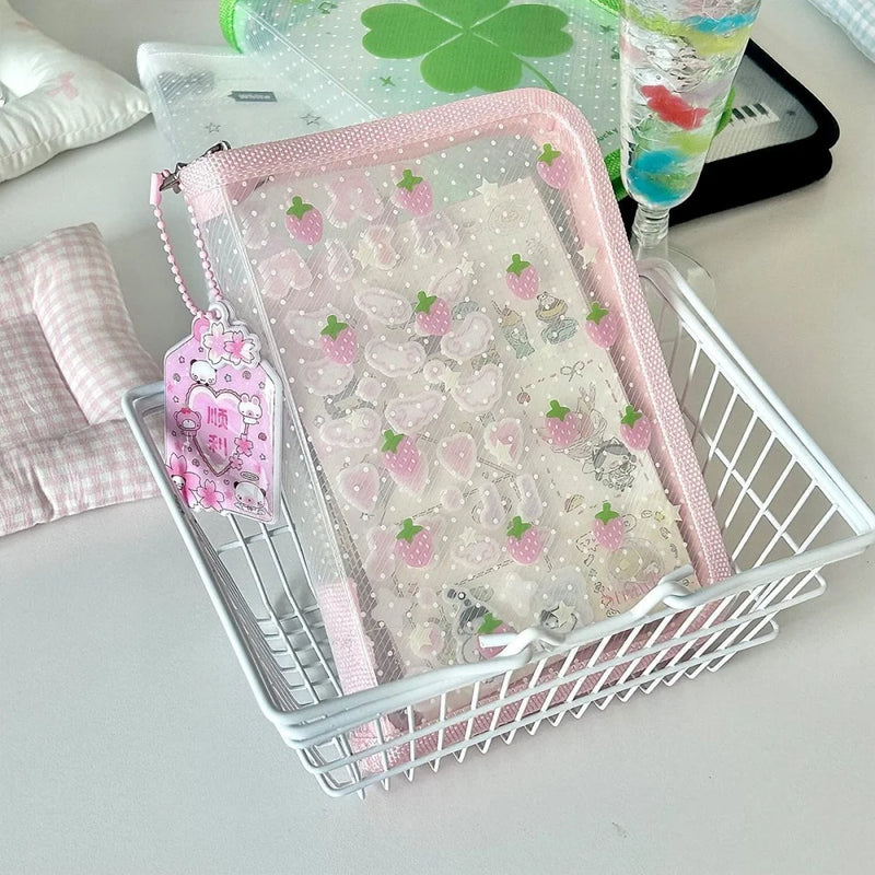 A6 Size Cute Stationery Storage Folder File PP Twill Zipper Pouch Document Bag Zip File Folder School Office Supplies