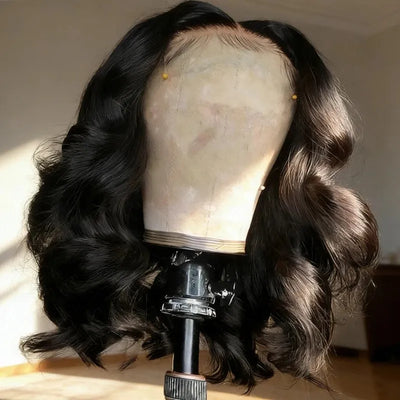 Body Wave Bob Human Hair Wigs 100 Black Lace Frontal 13x4 | SAMAG