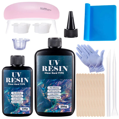 Hard UV Resin Glue Kit Fast Curing Epoxy UV with Mixing Tools for Starter Supplies for Art Craft Jewelry Making DIY | SAMAG