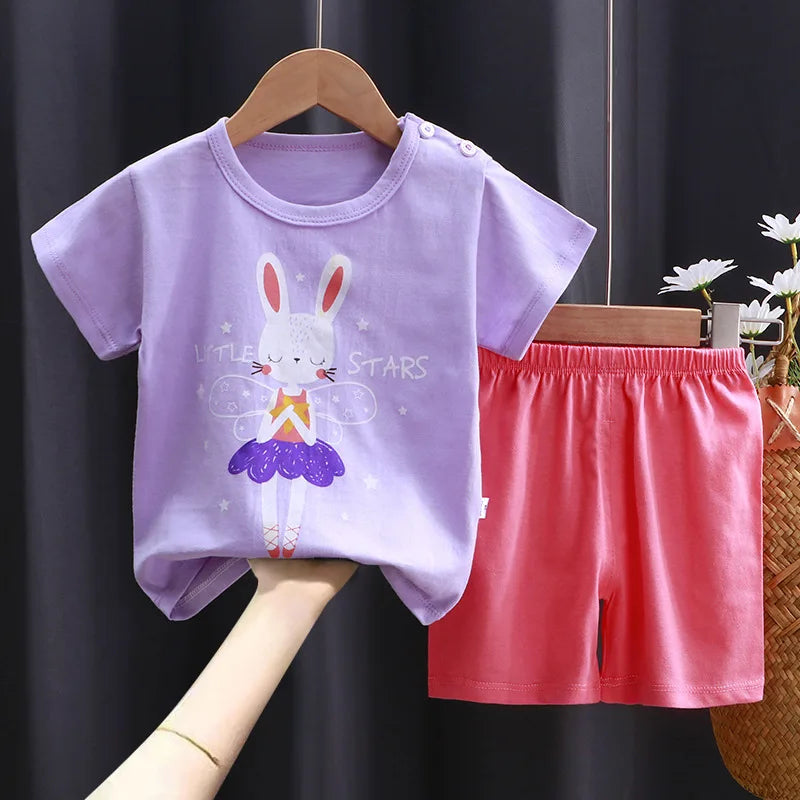 Baby Girl Summer Outfit Set Short Sleeve T-shirt | SAMAG