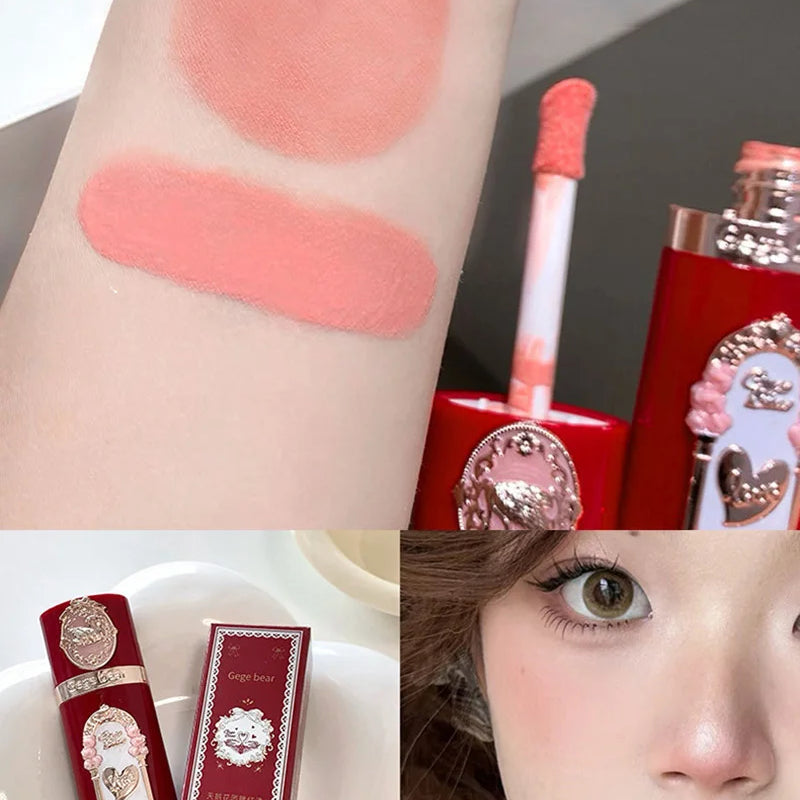 Gege Bear Strawberry Pink Liquid Blush Korean Makeup Matte Nude Apricot Tint Blusher Brighten Face Rubores Rouge Cute Makeup