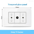 White Tempered Glass Italy USB Type C Smart Fast Charging Wall Socket Plugs Schuko Light Switch Panel Chile TV Sat Computer CAT6