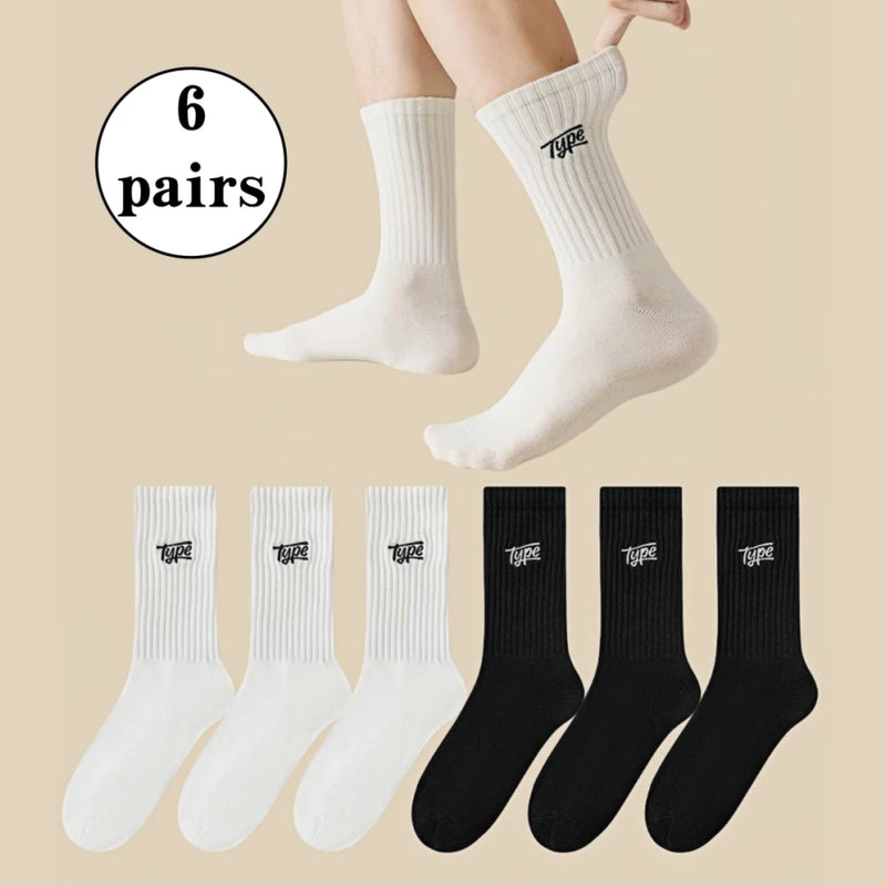 Pairs of Fashionable Men's Mid-Calf Sports Socks, Letter | SAMAG