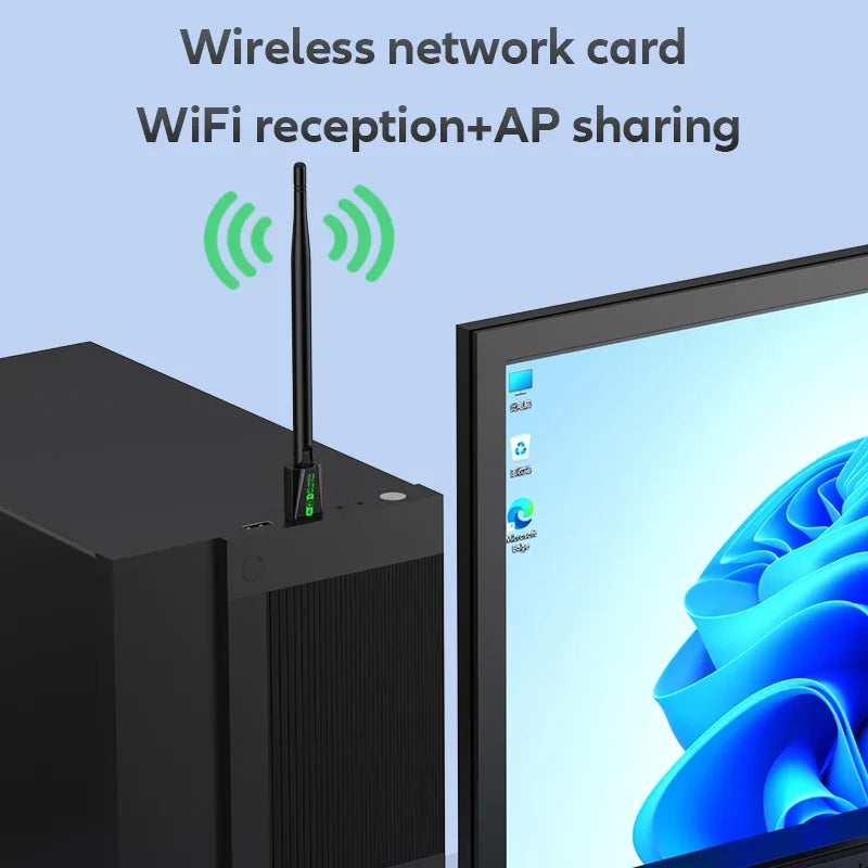 900Mbps USB WiFi6 Bluetooth 5.4 Adapter 5dBi Antenna Network Card 2in1 Dongle 2.4G&5GHz Wlan Signal - Visuel 5 | SAMAG