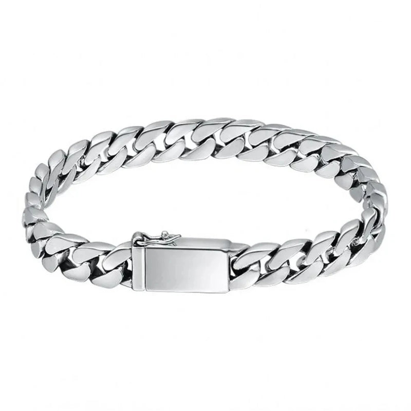 Solid S925 Sterling Silver Bracelet 7MM 8MM 10MM Punk Argent 925 Jewelry Never Fade Men Gifts Past Test - Visuel 6 | SAMAG