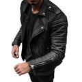 Fashion Leather Coat Men Spring Autumn  Slim Lapel Locomotive Men Leather Jacket Solid Color Long Sleeve PU Brown Leather Jacket