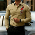 Men's Long-Sleeved Shirt, Featuring a Vintage Red Rose | SAMAG