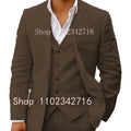 3 Piece Linen Summer Men Suits for Wedding Groom Tuxedos 2023 Casual Beach Custom Man Suit Set Jacket Vest with Pants Man Fahion