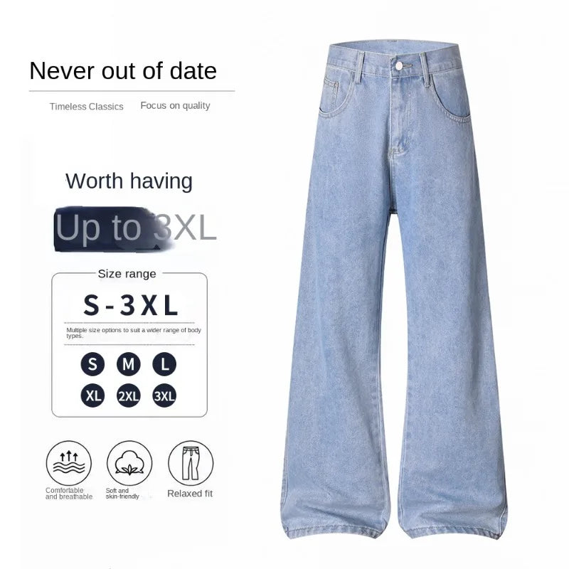 OIQERE Four Seasons New Men's Loose Straight Leg Jeans | SAMAG