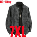 Big Size 8XL Suede Leather Jacket Men Cotton Padded Coat Motorcycle Male Oversize College Large Plus Winter Zipper Windbreaker
