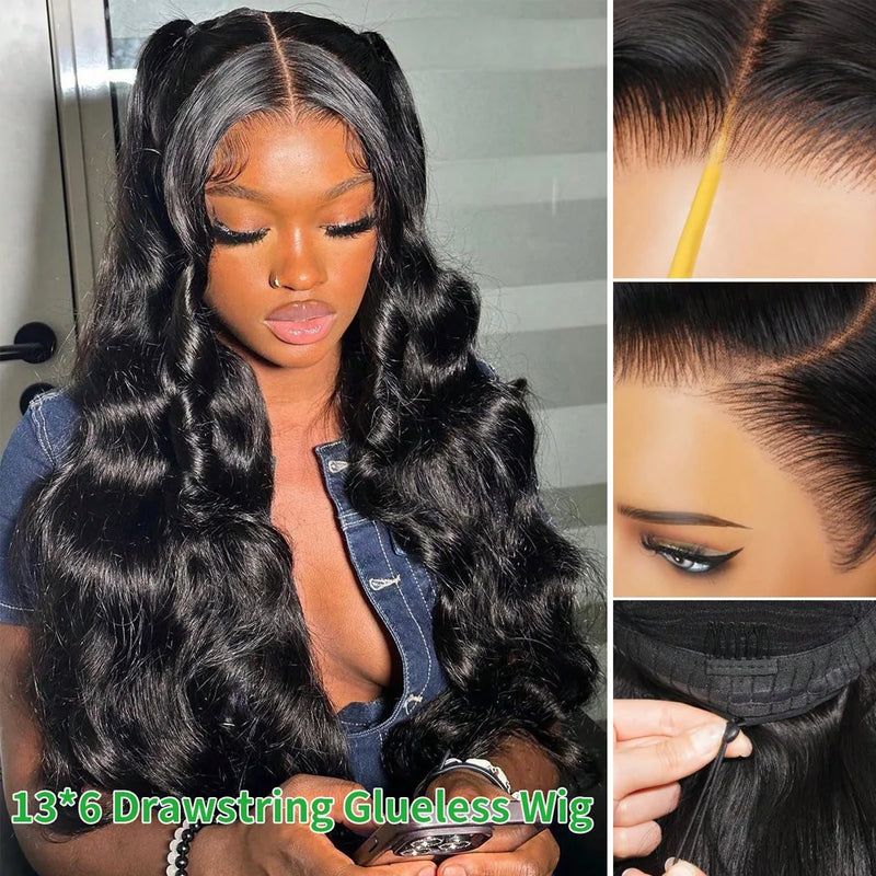 13x4 Lace Front Wigs Human Hair Body Wave Transparent Lace Front Wigs 250% Density Natural Black Color Human Hair Pre Plucked With Baby Hair For Women Natural Looking 34 Inch