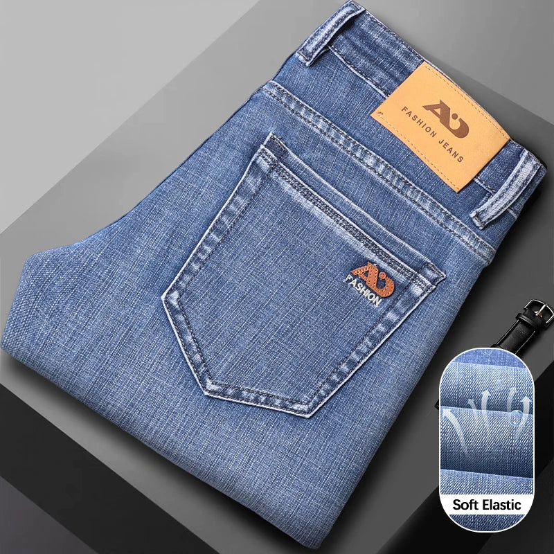 Fashion Light Blue Slim Straight Jeans Men's Spring | SAMAG