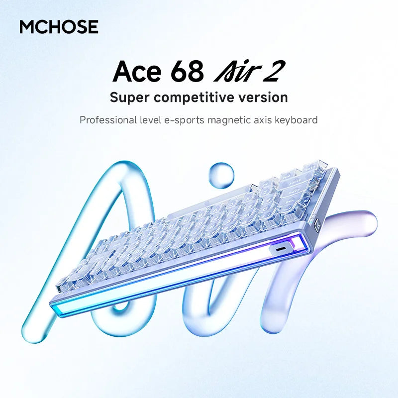 MCHOSE Ace68 Air V2 Gaming Keyboard Magnetic Switch Aluminum Plate 256K Scan Rate 8k Polling Rate RT Keys 0.001mm Accuracy ARGB