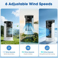 Portable Air Conditioner Fan 6 Speeds Misting Humidifier USB Desktop Cooler LED Display Timer Home Office Personal Summer