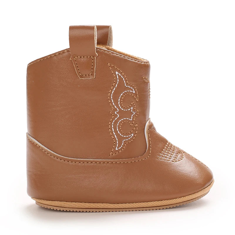 Boys and Girls Baby Boots Soft Bottom Non-slip Baby Foreign-style Western Cowboy Leather Boots Baby Shoes