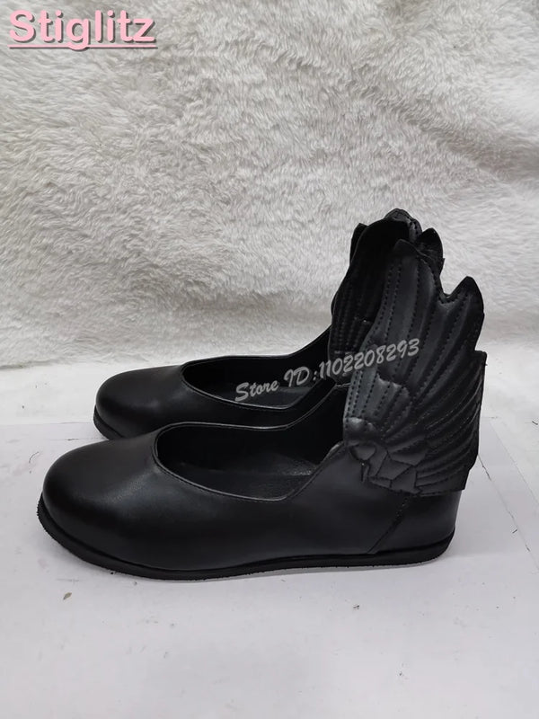 Retro White Wings Ballet Flats Solid Round Toe Sewing Shallow Low Heel Casual Roman Shoes 2025 Summer New Fashion Women Shoes