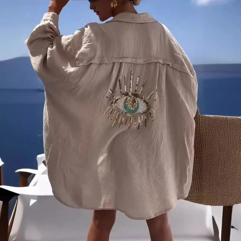 Evil Eye Casual Shirt Women's Fashion Beach Style Loose - View 2 | SAMAG
