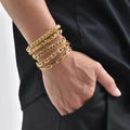 Gold Color Men's Chain Bracelet, Hip Hop Stainless Steel Chunky Wristband, Rock Punk Jewelry Gift for Dad - Visuel 5 | SAMAG
