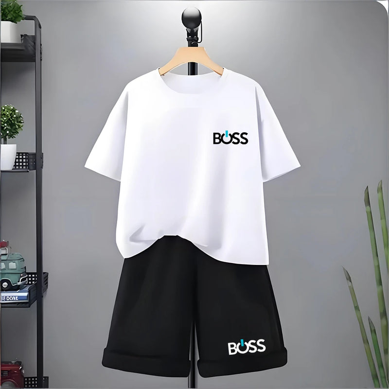 Kids Tshirt Summer 3-12 Years Letter Fashion T-shirt Boys Girls Toddler Short-sleeved+Shorts Casual Cool Sports Set clothing