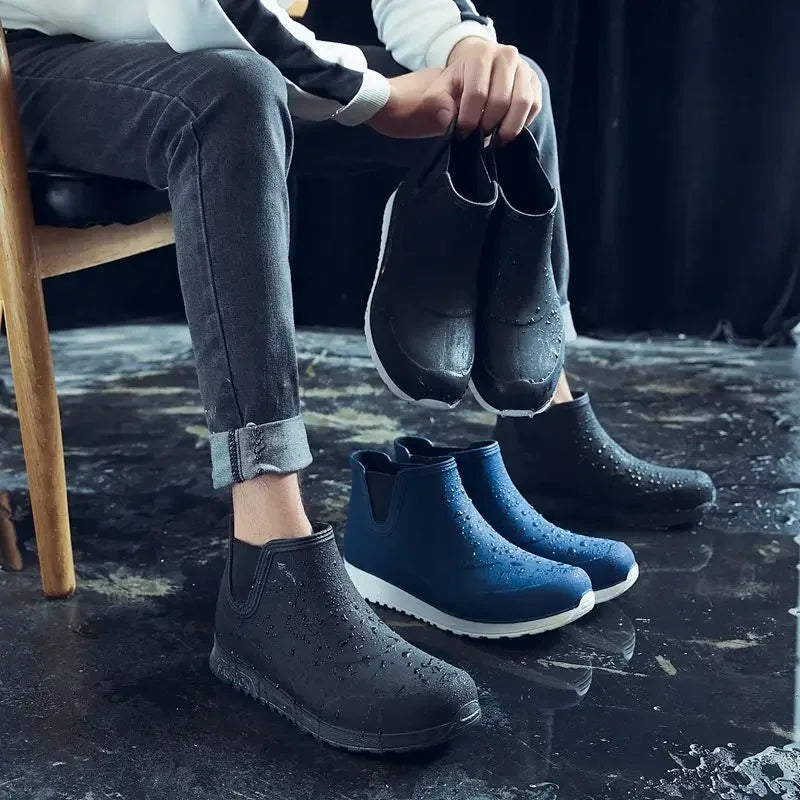 New Fashion Men's Rain Boots Rubber Boots Platform Ankle Boots 2025 Summer Slip on Couples Booties Men Work Shoes Botines Mujer