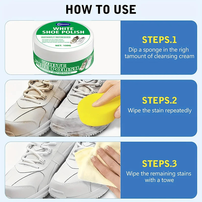 High-quality White Shoe Cleaner, a Whitening and Stain Remover for Synthetic Leather, Car Interiors, and Genuine/Faux Leather