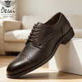 Desai Men's 2026 Cap Toe Brogue Oxford Shoes Genuine Leather Lace Up Formal Business Wedding Dress Shoes