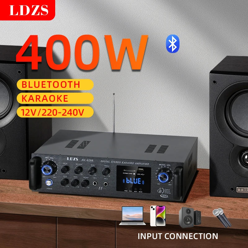 2000W 220-240V  Digital Power Amplifier Audio Karaoke Home Theater Music Center Bluetooth Remote Control FM Microphone Support