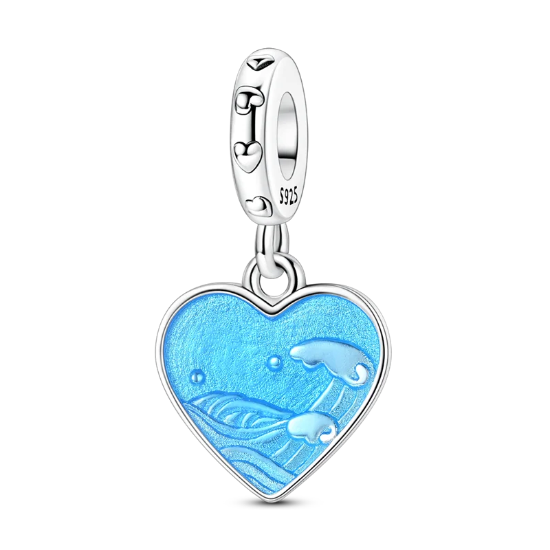 925 Sterling Silver Ocean Theme Charm Beads For Women Blue Wave Dolphin Seashell Compatible Summer Beach Vacation Jewelry