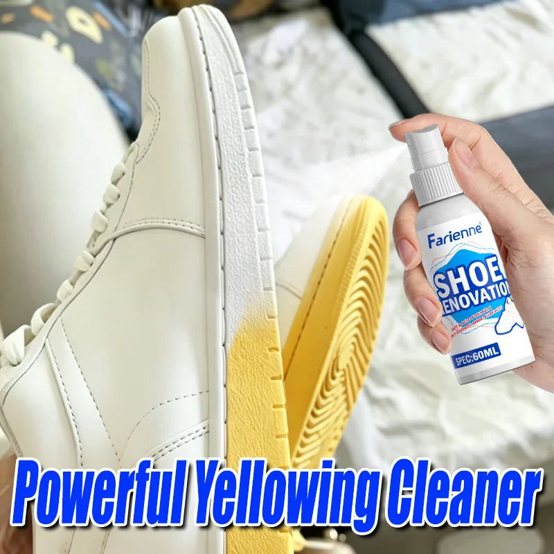 Farienne 60ml Shoe Renovation Spray Sneaker Whitening Yellowing Remover for White Shoes Cleaner Care Product