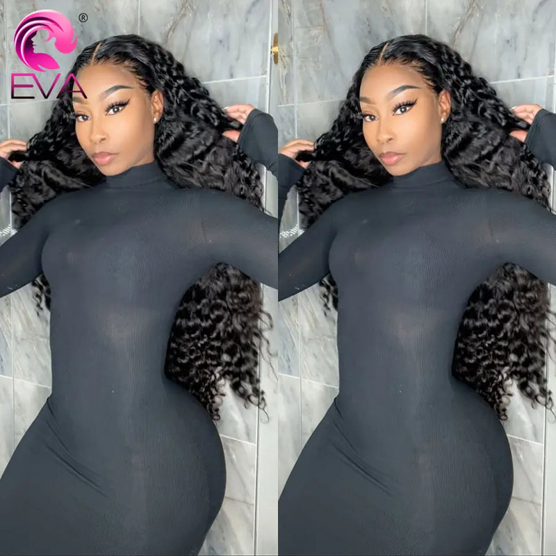 Eva 250 Density 36in 13X6 HD Lace Frontal Wig Curly Pre Plucked Bleached Knots Wigs 5x5 Glueless Ready Wear HD Lace Closure Wigs