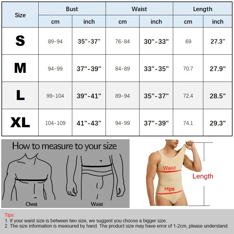Mens Sleeveless Shapewear  Compression Bodysuit Tummy Control Waist Trainer Slimming Undershirts Open Crotch Corset
