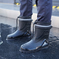 Outdoor work British style anti slip warm autumn and winter waterproof drawstring tied men's rain boots