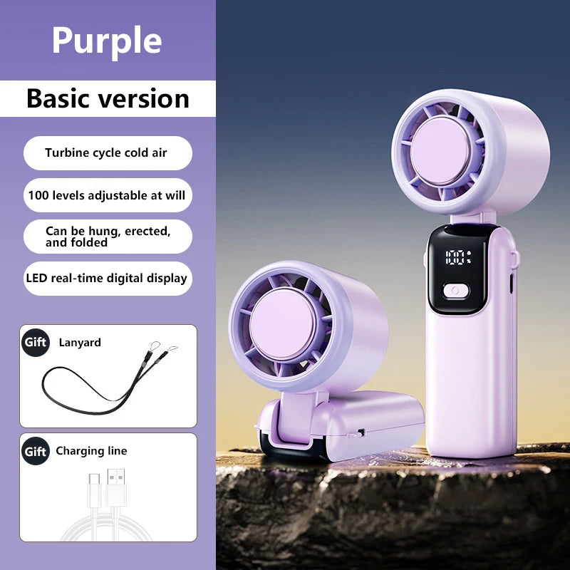 MIJIA Electric Fan Refrigeration Handheld Portable Desktop Outdoor Digital Display High-speed Folding Neck Hanging Fan NEW