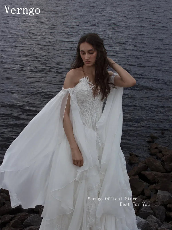 Verngo Princess Appliques Bridal Gowns Strapless A Line - View 8 | SAMAG